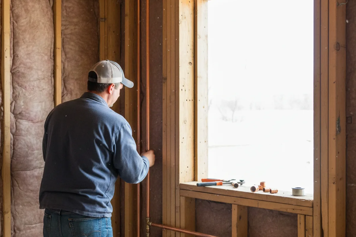 Licensed plumber running new copper supply lines in a Lake Hiawatha home