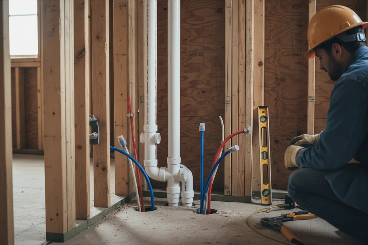 Drain and supply rough-in during Drain Cleaning in Lake Hiawatha
