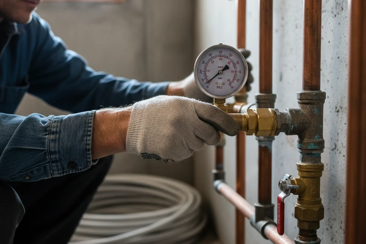 Pressure testing a repaired line during Water Line Repair in Lake Hiawatha